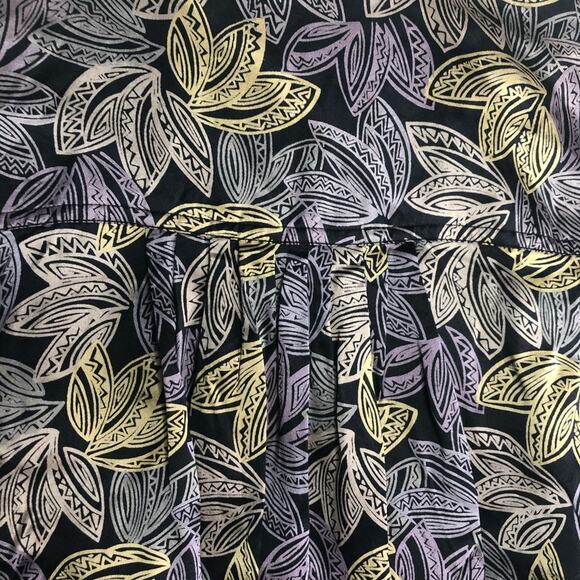 Harve Benard Silk Leaf Print Long Sleeve Blouse 8 - Picture 8 of 8